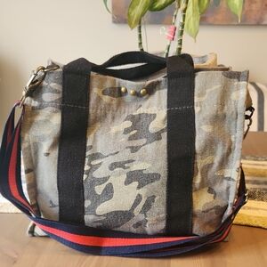 Camouflage Tote Bag with Black Straps by Pretty Simple